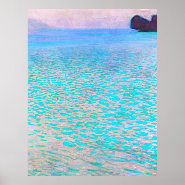 Gustav Klimt's Attersee  famous painting.  Poster (Front)