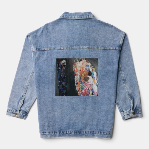 Gustav Klimts Death and Life Famous Painting   Denim Jacket