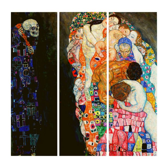 Gustav Klimt's Death and Life painting.   Triptych (Front)