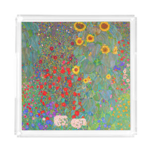 Gustav Klimt's Farm Garden with Sunflowers Acrylic Tray