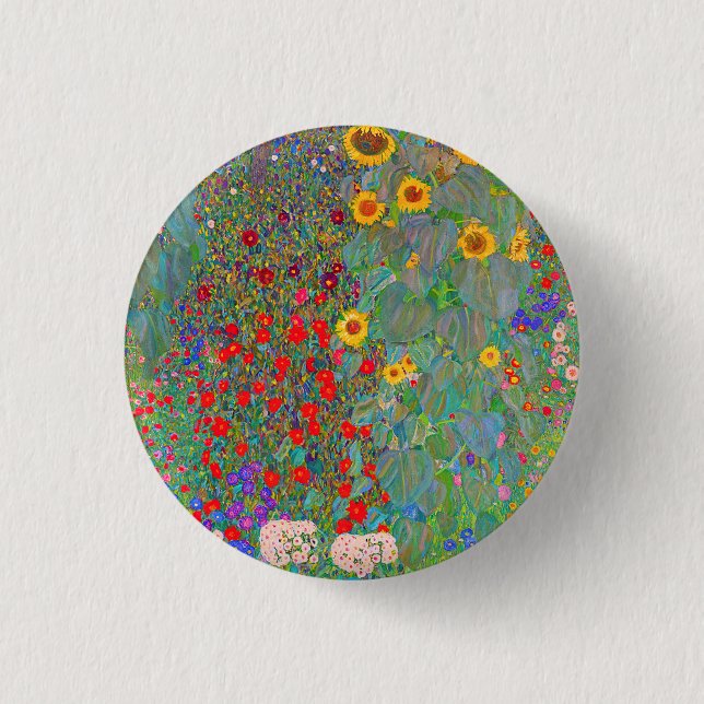 Gustav Klimt's Farm Garden with Sunflowers    Button (Front)