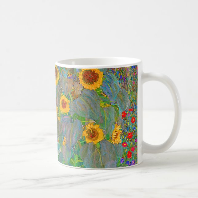 Gustav Klimt's Farm Garden with Sunflowers   Coffee Mug (Right)