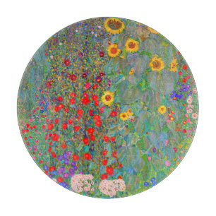 Gustav Klimt's Farm Garden with Sunflowers Cutting Board
