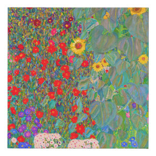 Gustav Klimt's Farm Garden with Sunflowers  Faux Canvas Print