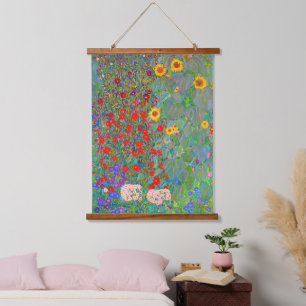 Gustav Klimt's Farm Garden with Sunflowers   Hanging Tapestry
