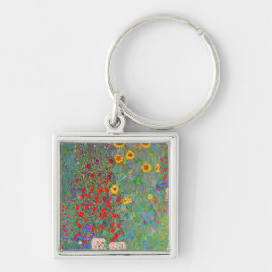 Gustav Klimt's Farm Garden with Sunflowers  Keychain