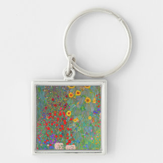Gustav Klimt's Farm Garden with Sunflowers Keychain