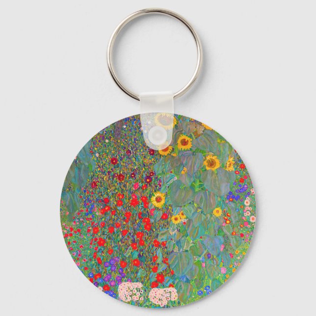 Gustav Klimt's Farm Garden with Sunflowers Keychain (Front)