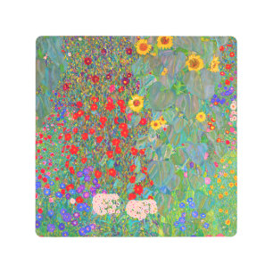 Gustav Klimt's Farm Garden with Sunflowers   Metal Print