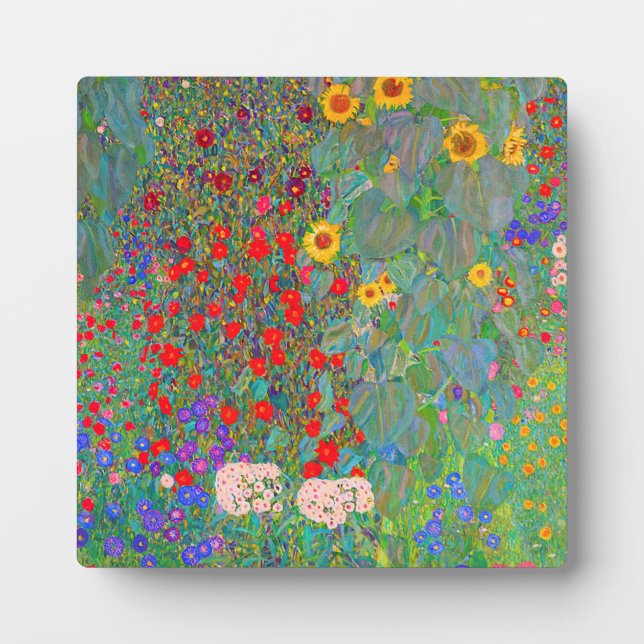 Gustav Klimt's Farm Garden with Sunflowers  Plaque (Front)
