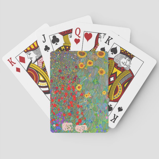 Gustav Klimt's Farm Garden with Sunflowers Poker Cards (Back)