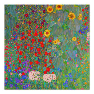 Gustav Klimt's Farm Garden with Sunflowers Poster