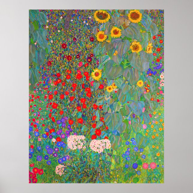 Gustav Klimt's Farm Garden with Sunflowers   Poster (Front)