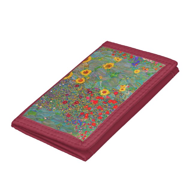 Gustav Klimt's Farm Garden with Sunflowers   Trifold Wallet (Bottom)