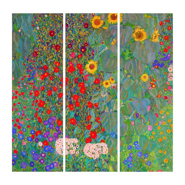Gustav Klimt's Farm Garden with Sunflowers  Triptych (Front)