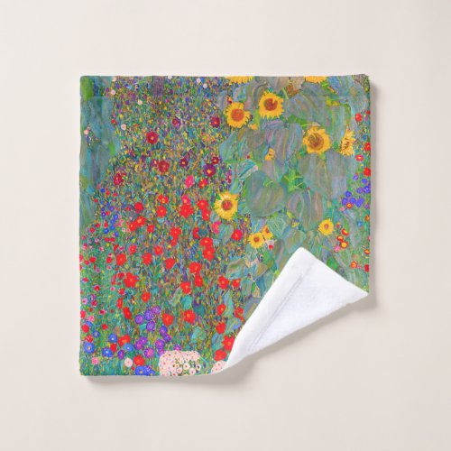 Gustav Klimts Farm Garden with Sunflowers  Wash Cloth