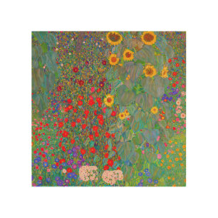 Gustav Klimt's Farm Garden with Sunflowers   Wood Wall Art