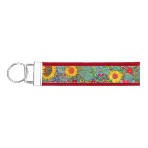 Gustav Klimt's Farm Garden with Sunflowers  Wrist Keychain