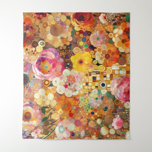 Gustav Klimts Inspired Flowers  Tapestry