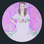 Gustav Klimt's Mäda Primavesi paintng   Classic Round Sticker<br><div class="desc">Gustav Klimt's Mäda Primavesi paintng Classic Round Sticker.</div>