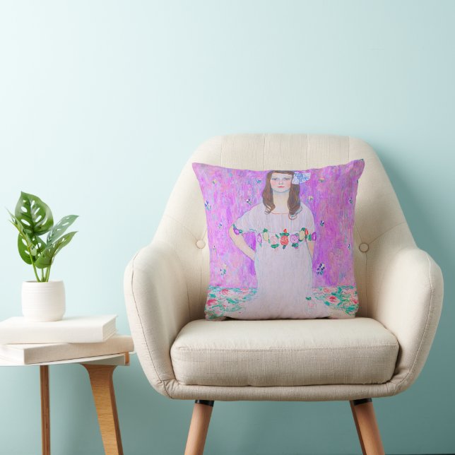 Gustav Klimt's Mäda Primavesi paintng   Throw Pillow (Chair)