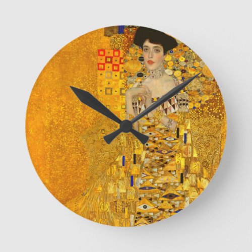 Gustav Klimts Portrait of Adele Bloch_Bauer I  Round Clock