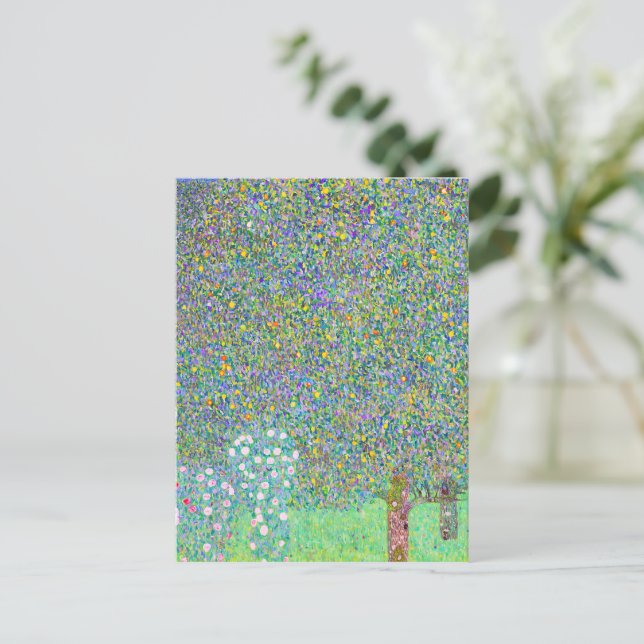 Gustav Klimt's Rosebushes under the Tree painting  Postcard (Standing Front)