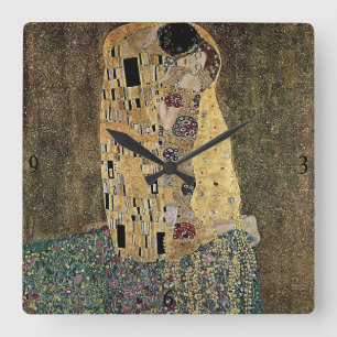 Gustav Klimt's The Kiss (circa 1908) Square Wall Clock