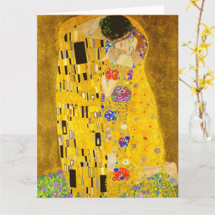 Gustav Klimt's The Kiss famous painting. Card