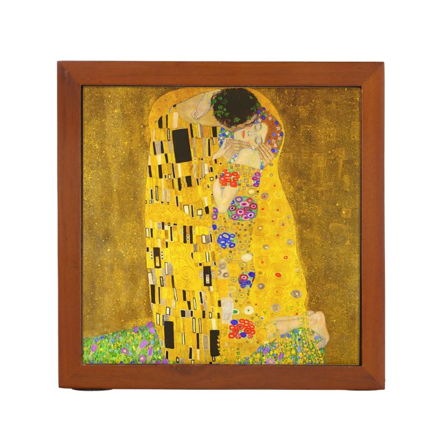 Gustav Klimt's The Kiss famous painting. Desk Organizer (Front)