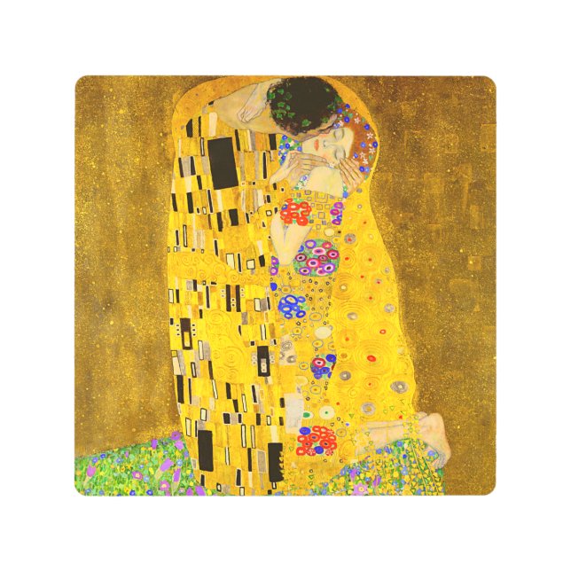 Gustav Klimt's The Kiss famous painting.   Metal Print (Front)
