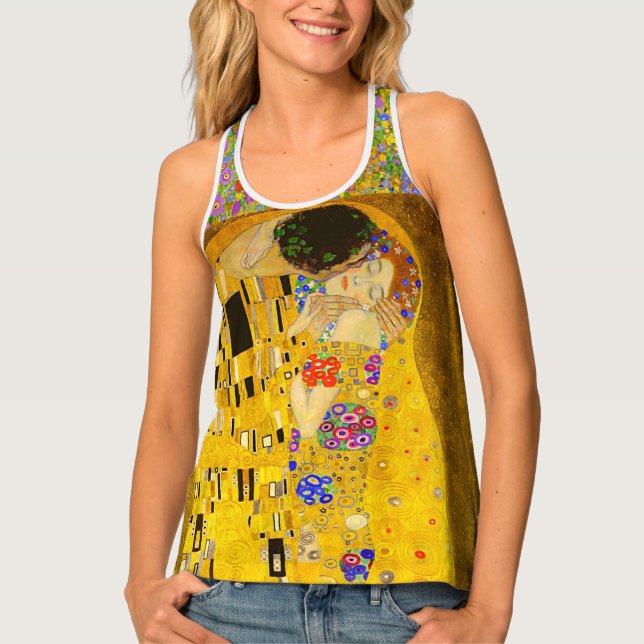 Gustav Klimt's The Kiss famous painting.  Tank Top (Front)