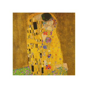 Gustav Klimt's The Kiss famous painting. Wood Wall Art