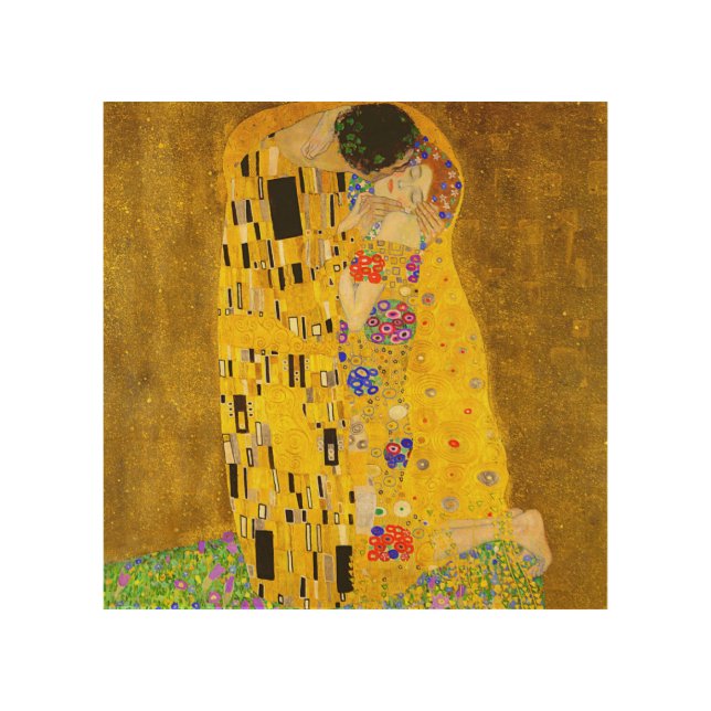 Gustav Klimt's The Kiss famous painting.    Wood Wall Art (Front)
