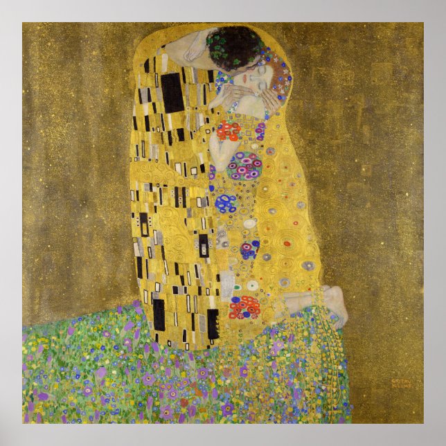 Gustav Klimt's The Kiss  Poster (Front)
