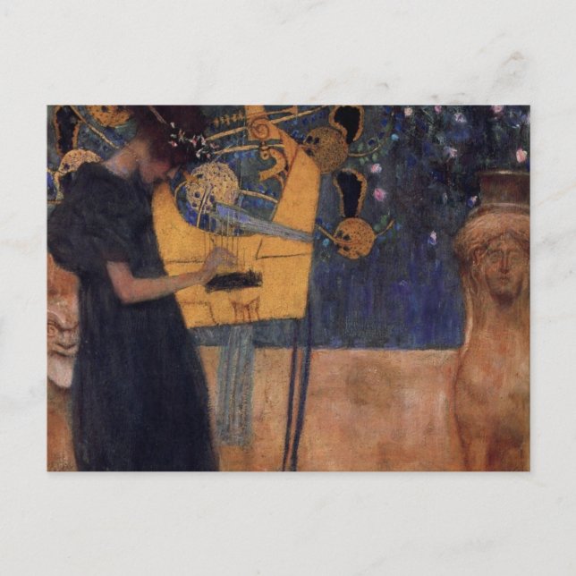 Gustav Kllimt Harp Music Post Card (Front)