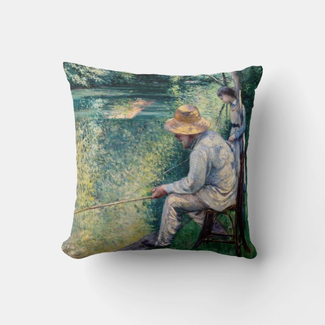 Gustave Caillebotte - Angling Throw Pillow (Front)