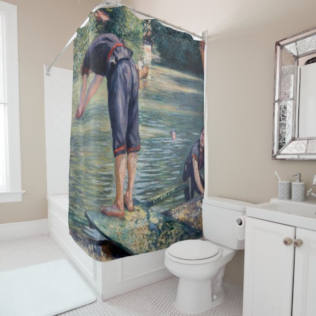 Gustave Caillebotte - Bathers, Bank of the Yerres Shower Curtain (In Situ)