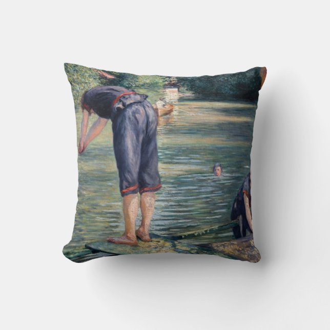 Gustave Caillebotte - Bathers, Bank of the Yerres Throw Pillow (Front)