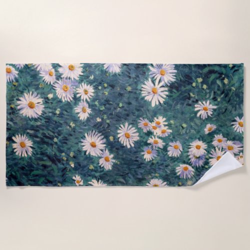 Gustave Caillebotte _ Bed of Daisies Detail Beach Towel