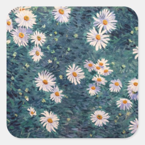 Gustave Caillebotte _ Bed of Daisies Detail Square Sticker