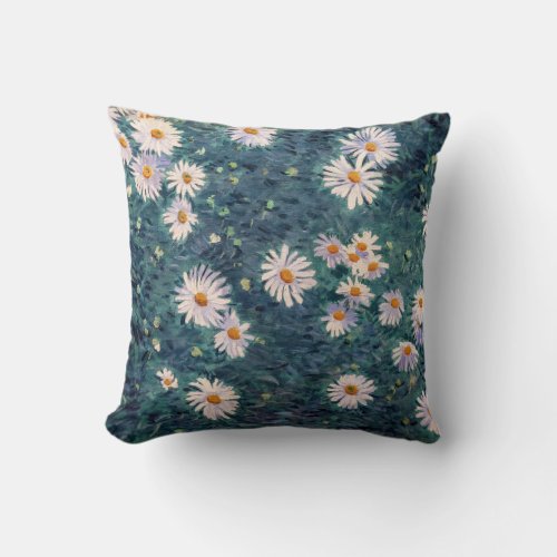 Gustave Caillebotte _ Bed of Daisies Detail Throw Pillow