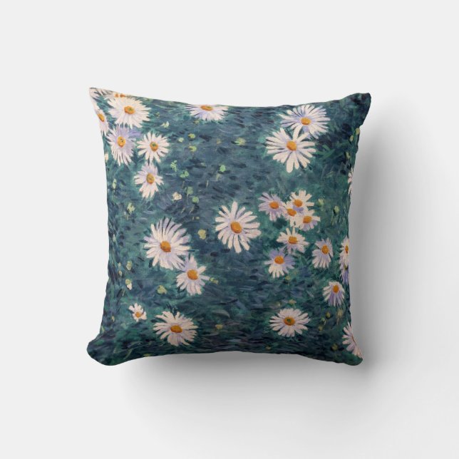 Gustave Caillebotte - Bed of Daisies, Detail Throw Pillow (Front)