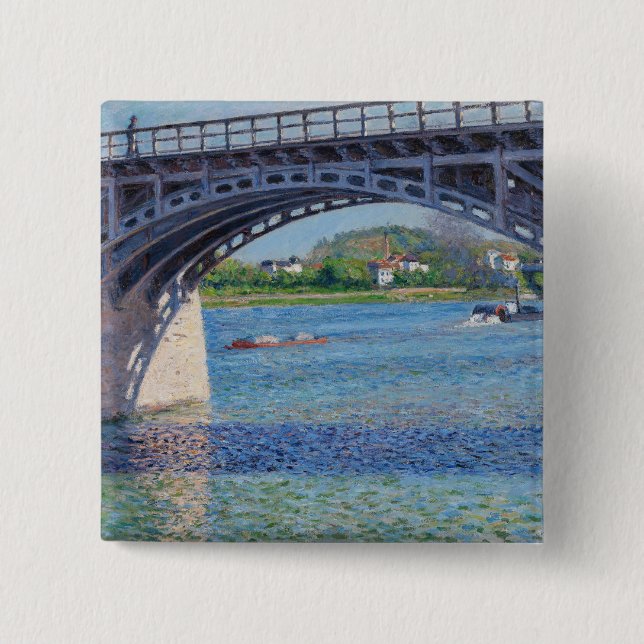 Gustave Caillebotte - Bridge at Argenteuil & Seine Button (Front)