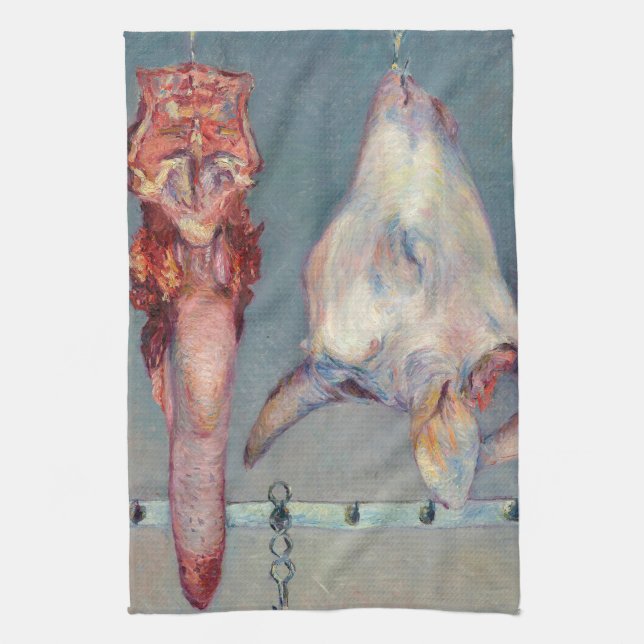 Gustave Caillebotte - Calf's Head and Ox Tongue Kitchen Towel (Vertical)