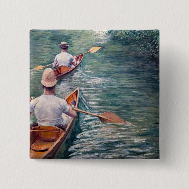Gustave Caillebotte - Canoes on the Yerres Button (Front)