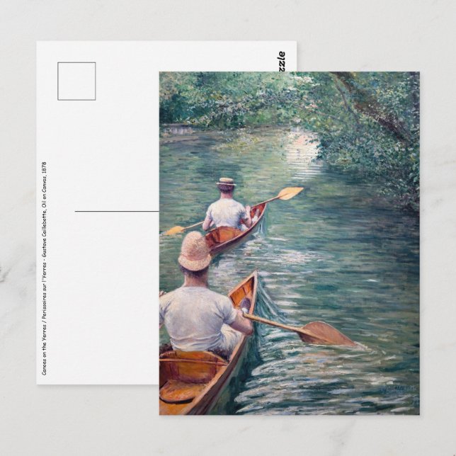 Gustave Caillebotte - Canoes on the Yerres Postcard (Front/Back)