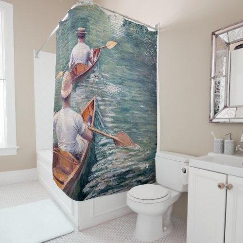 Gustave Caillebotte _ Canoes on the Yerres Shower Curtain