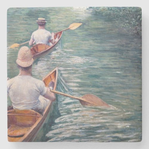 Gustave Caillebotte _ Canoes on the Yerres Stone Coaster