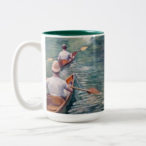 Gustave Caillebotte _ Canoes on the Yerres Two_Tone Coffee Mug